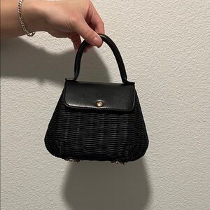 Elegant Black Woven Handbag